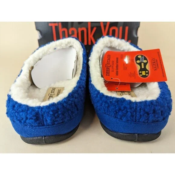 DEER STAGS Smiley Slippers Mens 9 M Blue Memory Foam Indoor Outdoor Shoes NWB - Picture 10 of 16